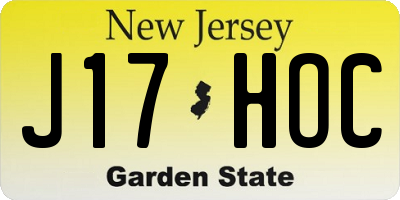 NJ license plate J17HOC