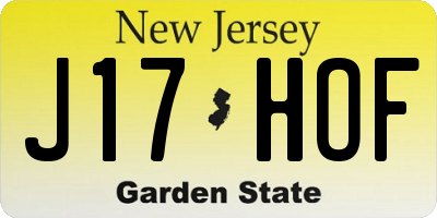 NJ license plate J17HOF