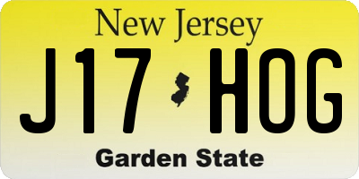 NJ license plate J17HOG