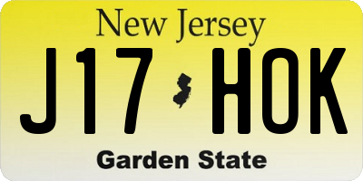 NJ license plate J17HOK