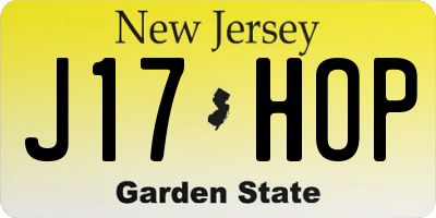 NJ license plate J17HOP