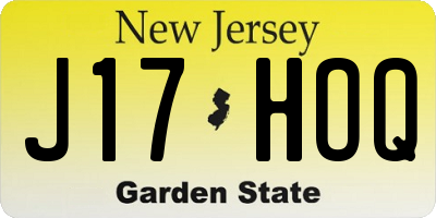 NJ license plate J17HOQ