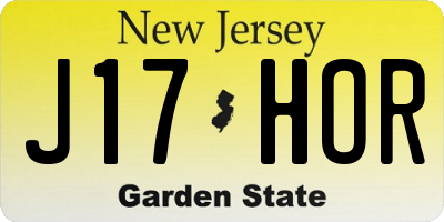 NJ license plate J17HOR