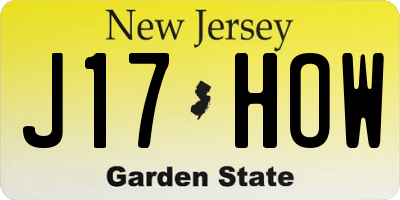 NJ license plate J17HOW