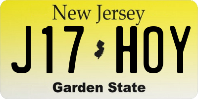 NJ license plate J17HOY