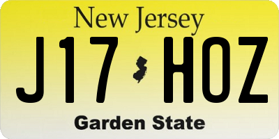 NJ license plate J17HOZ