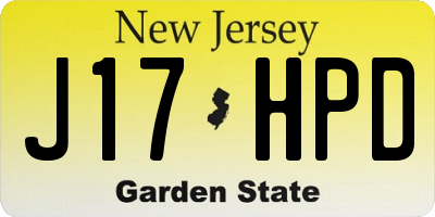 NJ license plate J17HPD