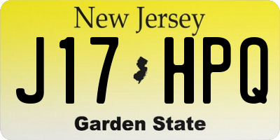 NJ license plate J17HPQ