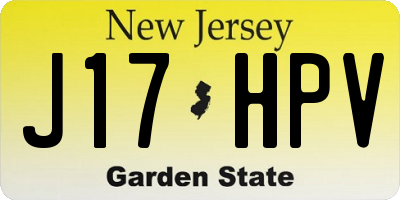 NJ license plate J17HPV