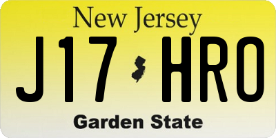 NJ license plate J17HRO