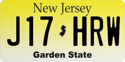 NJ license plate J17HRW