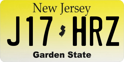 NJ license plate J17HRZ