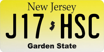 NJ license plate J17HSC