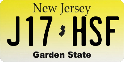 NJ license plate J17HSF