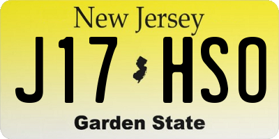 NJ license plate J17HSO