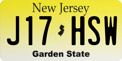 NJ license plate J17HSW