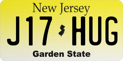 NJ license plate J17HUG