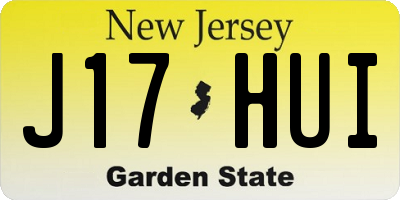 NJ license plate J17HUI