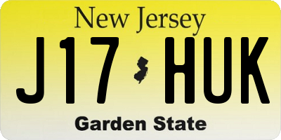 NJ license plate J17HUK