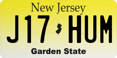 NJ license plate J17HUM