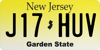 NJ license plate J17HUV