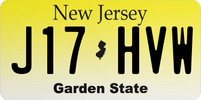 NJ license plate J17HVW