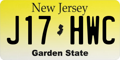 NJ license plate J17HWC
