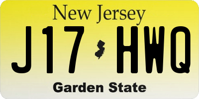 NJ license plate J17HWQ
