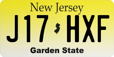 NJ license plate J17HXF