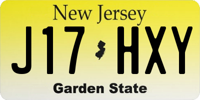 NJ license plate J17HXY