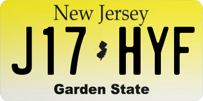 NJ license plate J17HYF
