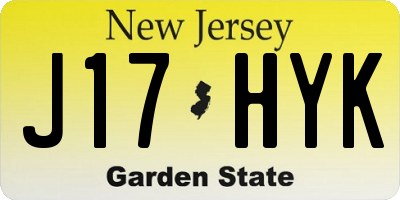 NJ license plate J17HYK