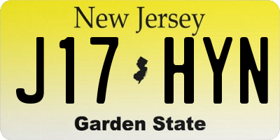 NJ license plate J17HYN