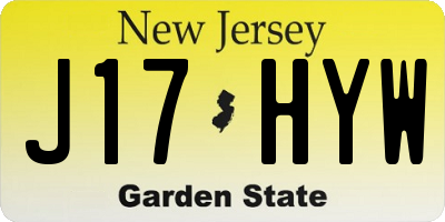 NJ license plate J17HYW