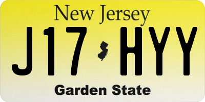 NJ license plate J17HYY