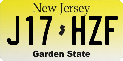 NJ license plate J17HZF