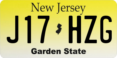 NJ license plate J17HZG