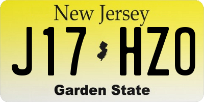 NJ license plate J17HZO