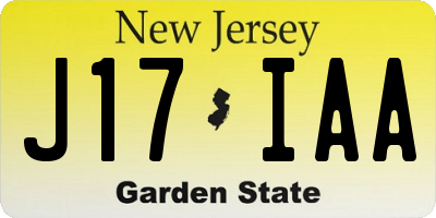 NJ license plate J17IAA