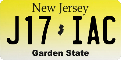 NJ license plate J17IAC