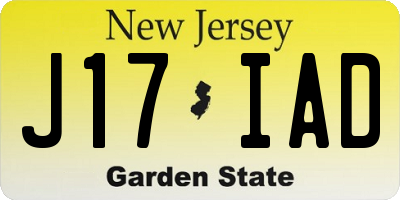 NJ license plate J17IAD