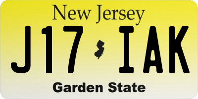 NJ license plate J17IAK