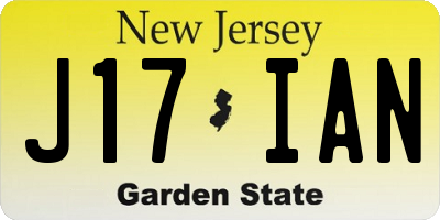 NJ license plate J17IAN
