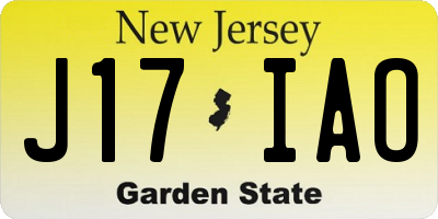 NJ license plate J17IAO