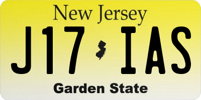 NJ license plate J17IAS