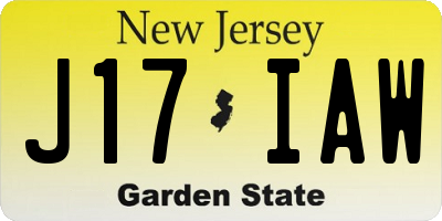 NJ license plate J17IAW