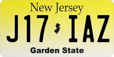 NJ license plate J17IAZ