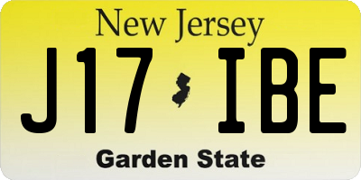 NJ license plate J17IBE