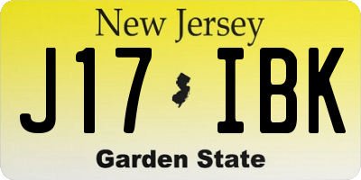 NJ license plate J17IBK