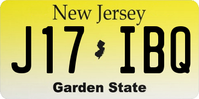 NJ license plate J17IBQ
